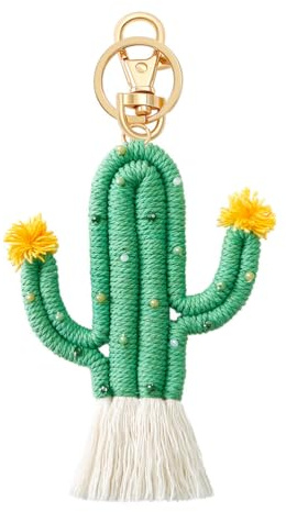 DEARMAMY Handgefertigter Schlüsselanhänger Kaktus Baumwollseil Cartoon-design Langlebig Leicht Für Rucksack Taschen Geschenk Damen Freundin Zubehör