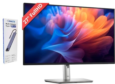 Monitor Dell P2725H 27 Full HD con Estación Doking 10 en 1, 100 Hz, IPS, 5 ms, 99% sRGB, USB-C, DisplayPort, HDMI, VGA, 4 puertos USB, 3 años, negro