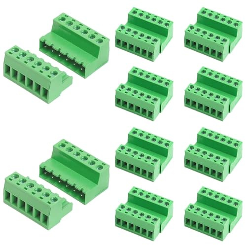 DIFLAX 10 Stück 6 Poliger Stecker, Schraubklemme, PCB Mount Steckverbinder, Lüsterklemmen Steckbar, Terminal Block, Platinenstecker für 3.81mm Neigung Circuit Verbindungen
