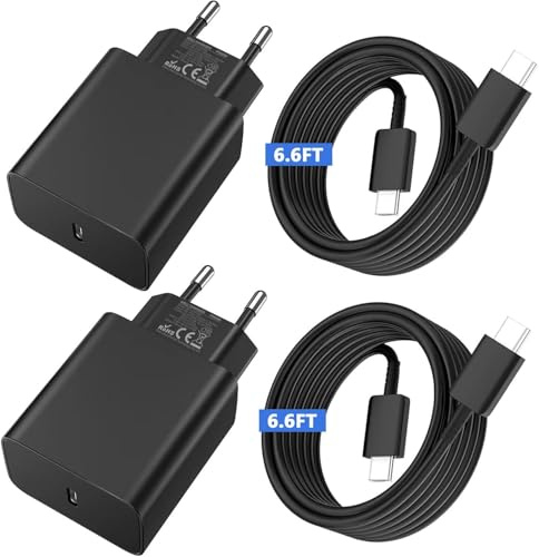 45W USB C Ladegerät Schnellladekabel für Samsung Galaxy S26 Ultra S25 S24 S23 S22 FE 5G A56 A55 A54 A36 A25 A16, Tab S8 S9, Ladekabel Super Fast Charger, mit 2M Typ C Kabel,Schnelladegerät (2 Pack)