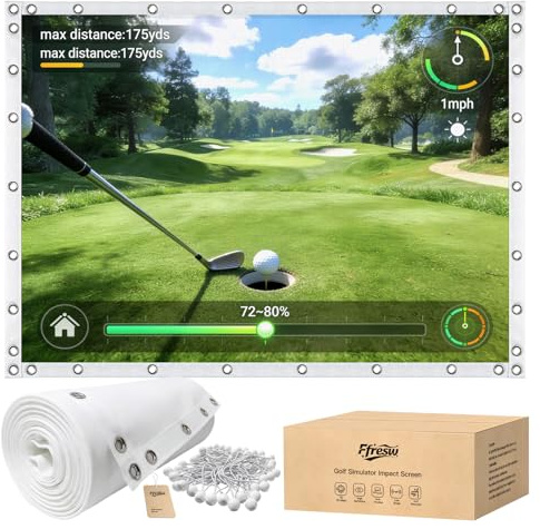 FFRESW Golf Simulator Impact Screen for Home & Garage Training, Indoor Practice Screen, Affordable Golf Simulator Set for Golf Hitting Net, Golf Practice Equipment for Home Basement, as