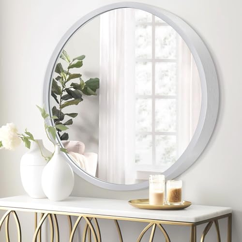 JJUUYOU Wandspiegel, 50 cm, runder Spiegel für Badezimmer, silberfarben, runde Spiegel, Waschraum, Wanddekoration, Metallrahmen, Spiegel für Wohnzimmer, Schlafzimmer, Wohnheim, dekorativ