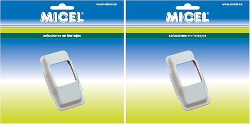 MICEL - 91769 - Carcasa Embellecedora para Guía de Cinta de Persiana, en Acero, acabado Blanco, 72 x 40 x 21,5 mm (Paquete de 2)