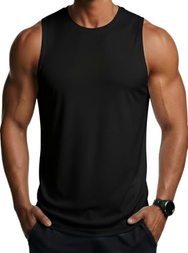 MAGCOMSEN Tank Top Herren Muskelshirt Ärmelloses Rundhalsshirt Achselshirt | UPF 50+ Schnelltrocknend, Leicht Weich Atmungsaktiv Elastisch, Für Sport Gym Training Freizeit, Fitness Sommer und Alltag