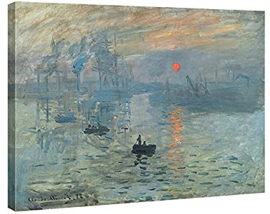 Wieco Art Impression sur toile Coucher de soleil de Claude Monet Reproduction de peinture à l'huile Paysage marin Décoration murale pour la décoration de la maison, Toile, 16x12inch (40x30cm)