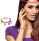 NET TOYS 70er Jahre Perlenarmband Hippie Schmuck bunt Peace Zeichen Armband Flower Power Armkette