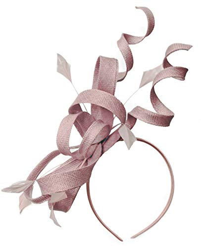 Caprilite Sinamay Headband Swirl Fascinator For Women Wedding Ascot Races (Dusty Pink)