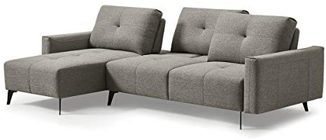 Meubletmoi Ecksofa links Stoff grau verstellbare Rückenlehnen – modernes Design Vintage – Smart