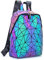 RANSUU Geometrischer Rucksack Damen Leuchtend Holographic Taschen Lumikay Geldbörse und Handtasche Farbwechse Daypack Taschen LeuchtendA2