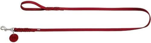 HUNTER Hundeführleine SOLID EDUCATION, Farbe: rot, Leder, geflochten, robust, weich, Handschlaufe, Größe 16/150