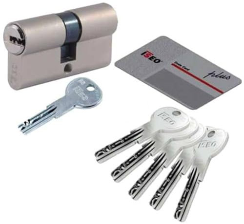 Art. 82R6040459 SAFETY CYLINDER R6 Plus Nickel Plated Antitrapan 5 sealed keys cap and 1 construction key Code Card - L - 85 - A - 40 - B - 45