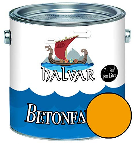 Halvar Betonfarbe/Bodenbeschichtung SEIDENMATT Gelb RAL 1000-1037 Fassadenfarbe (5 L, RAL 1037 Sonnengelb)