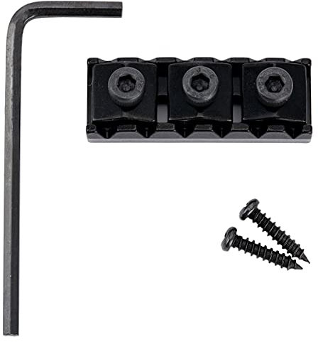 Musiclily Pro 42mm Stahl Guitar Locking Nut R2 Klemmsattel für Floyd Rose Tremolo System E-Gitarre, Schwarz