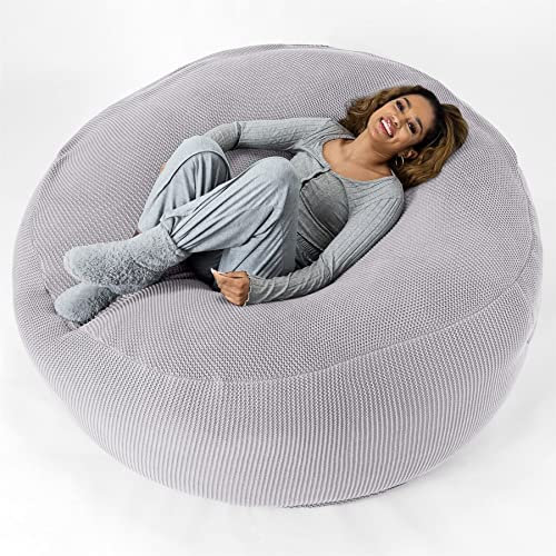 Lounge Pug - 'Mega-Mammoth' Sofa Sitzsack XXL - Schlafsofa - Ellos Gestrickter Hellgrau