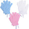 Fine Lines - Exfoliating Shower Gloves, Pack of 3 Pairs (6 pcs) - Exfoliating Glove for Bath scrub, Dead Skin Remover - Exfoliating mitt - Body Scrub Gloves with Hanging Hoops - Protected Design