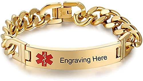 lorajewel Personalisierte Medizinische Alert ID Armbänder Edelstahl Silikon Notfallarmband Verstellbar Emergency SOS Armband für Herren Damen, Free Gravur