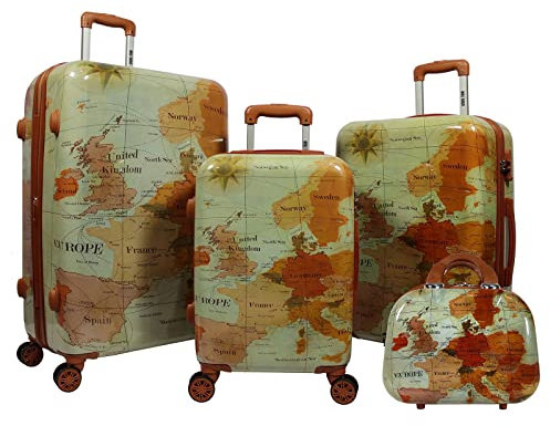 World Traveler Europe 4-teiliges Gepäck-Set mit TSA-Schloss, braun