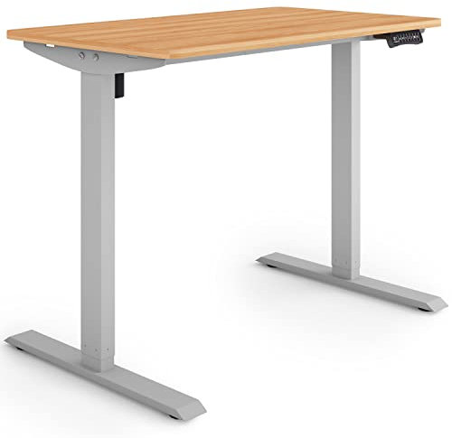 ESMART Germany ETX-121GM 100x60cm Ahorn Dekor Ergonomischer Steh-Sitz-Schreibtisch Stufenlos elektrisch höhenverstellbar 73,5-123,5cm 3X Memory Aktivitätserinnerung Soft-Start/Stopp Schnelle Montage