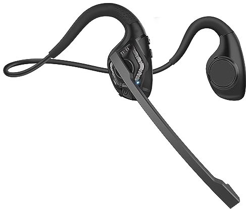 Giveet Bluetooth 5.3 Headset with Boom Microphone, Noise Cancelling Open Ear Headphones for Phone PC Laptop Computer, Lightweight & Comfortable Wireless Headset for Office Home Working Driving, 10 Hrs