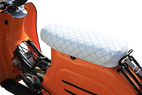Leder Sitzbezug weiß karo Muster passend für Simson S50, S51, S70, KR51 1/2 Schwalbe, SR4-3 Sperber, SR4-4 Habicht Sitzbankbezug ohne Schriftzug
