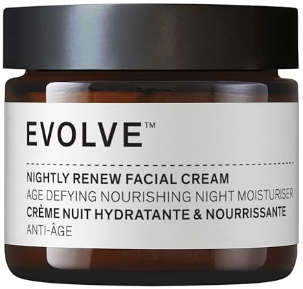 Evolve Organic Beauty Nightly Renew Facial Cream with Bio-Retinol - Organic Night Cream - Age-Defying Face Cream (60ml)
