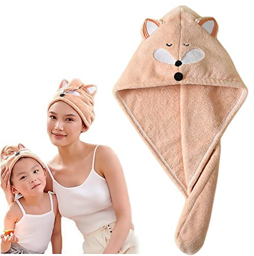 Cysocool Anti-Frizz Kinder Mikrofaser Haarturban mit Knopf, Mädchen Schnelltrocknend Haartrockentuch Turban Weiche Haar Handtuch Saugfähig Verdrehter Turban Kopfhandtuch Hut für alle Haartypen