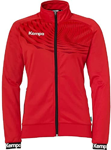 Kempa Wave 26 Poly Jacket Women Damen Mädchen Sport Fußball Trainingsjacke Sweatshirt Jacke Sweatjacke - elastisches Trainings-Sweatshirt mit Reißverschluss-Taschen - taillierter Schnitt