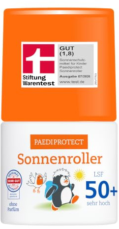 PAEDIPROTECT Solrulle LSF50+, 50 ml | Vegan & parfymfri, utan allergiframkallande irritation, för känslig hud, för spädbarn, barn och vuxna