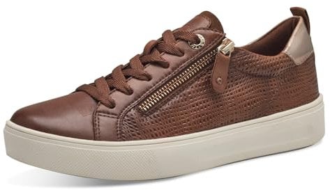 Tamaris COMFORT Damen Sneaker flach mit Reißverschluss Freizeit, Braun (Cognac Nap Str), 38 EU