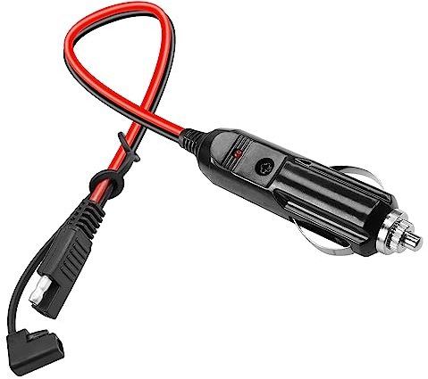 14AWG SAE Zigarettenanzünder-Kabel YACSEJAO 1FT 12V/24V Zigarettenanzünder-Stecker auf SAE-Schnellverschluss-Adapter-Verlängerungskabel mit 15A-Sicherung und LED-Licht