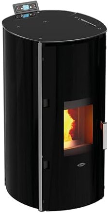 KALOR wasserf. Pelletofen | Redonda Glass Idro | 17,1 kW | Schwarz