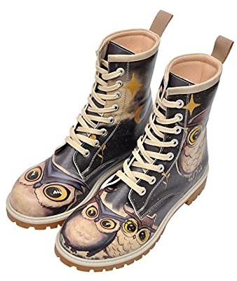 DOGO Long Boots - Owls Family - Vegane Damen Boots und Nachhaltige und Bunte Stiefeletten - Trendige Bequeme Stiefel für Damen