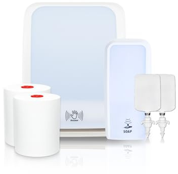 Blanc HYGIENIC Cosmos Waschraum-Set Weiß, Sensor + Sensor-Seife | 2 Sensor-Spender, 200 m Premium-TAD-Papier, 2 L milde Schaumseife, bis zu 5.000 Anwendungen