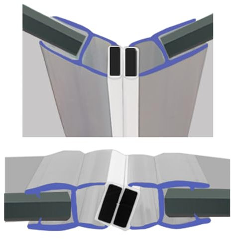 Magnetic Shower Seals | Sold in Pairs | Fits 6, 7 or 8mm Glass | 135° Magnet for Straight or Quadrant Doors with a 17mm Gap | 2 Metres Long | MAG045 (200cm)