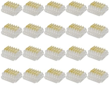 Masterwon RGBWW LED-Streifen-Verbindungsstücke, 6-polig, 12 mm, lötfreie Clips für SMD 5050 Streifen-zu-Draht-Verbindungen (20 Stück)