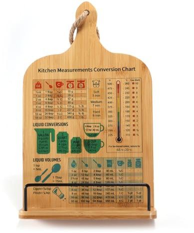 Holz Kochbuchhalter mit Einstellbarem Schneidebrett-Design für die Küche - Vintage Deko, Ideal als Buchständer Wandmontage und iPad Tablet Ständer