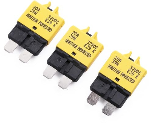 Gloaso 12V 24V 32V 20A Sicherungsautomat mit Manueller Reset Sicherungshalter ATC/ATO Low Profile 20 Amp Sicherung Leistungsschalter DC Schutzschalter für Kfz LKW Wohnmobil Boot, 3-Pack