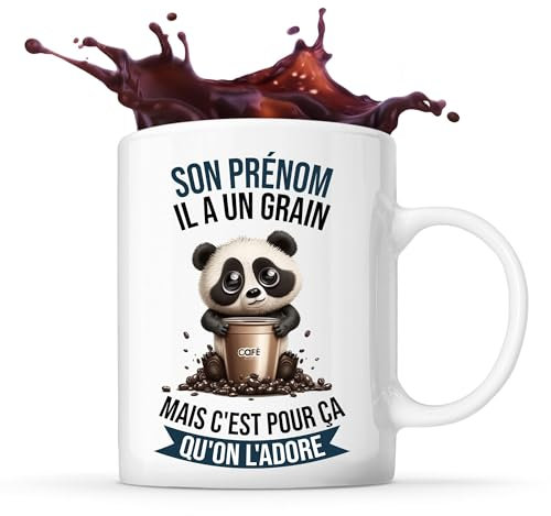 Mug prénom personnalisable | Tasse personnalisée humour fun idée cadeau collègue surnom métier (Mug Standard, Féminin, Panda Grain)