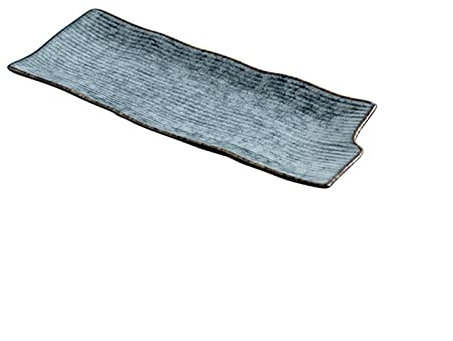 Cuiynice, Assiette à Sushi Assiette rectangulaire en céramique Vaisselle créative Assiette Longue irrégulière (Blu 25 * 10.3CM)