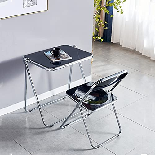 Folding Table Folding Chairs - Minimalism Dining Room Table Set For Kitchen Card Table Set Chair Seats - Tv Dinner Folding Trays, Easy To Fold Save Space, Easy Storage Transport Capacity 140Kg (Black