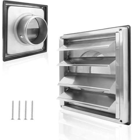 SHENGYIG Griglia Ventilazione, Griglia Aerazione Regolabile, Lame Mobili Antipioggia, Griglia Ventilazione 100mm Processo di Trafilatura, Nstallazione a Vite Adatto per Sistemi di Ventilazione