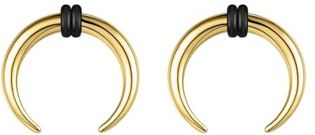 ZS Septum-Ringe, 2 G, 4G, 6G, 8G, 10G, 14G, 16G, Büffel, Hufeisen, Dehner, Expander zum Dehnen von durchbohrten Nasen und Ohren, für Damen und Herren, 2 Stück, Edelstahl, Kein Edelstein
