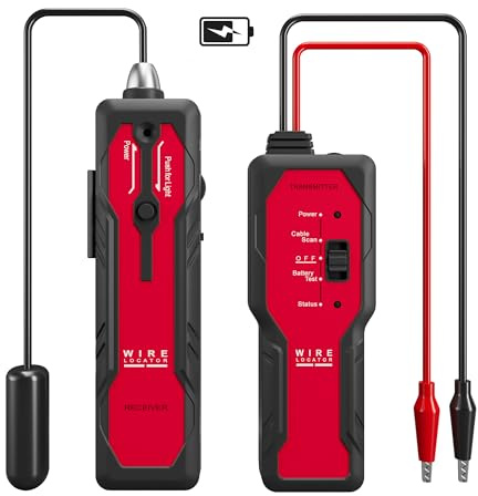 RAINLEOTI Underground Wire Locator,Rechargeable Underground Cable Locator Buried Wire Locator for Locating Breakage Cables and Pet Fence Wires with Earphone Wire Break Locator 2.6 Feet Depth Detection