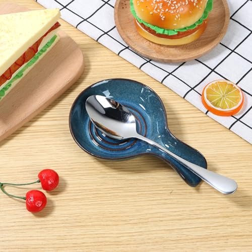 DY Spoon Rest Large Ceramic Spoon Holder Heat-Resistant Cooking Spoon Rest Coffee Spoon Holder Dishwasher Safe Ceramic Spoon Rest Spoon Cradle for Kitchen Counter 17.5x11.5cm gebofuzhuang