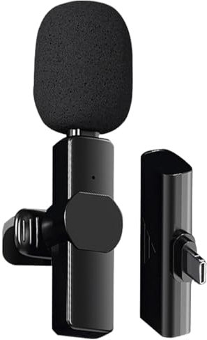 kivrimlarv Micrófono inalámbrico pequeño, micrófono de solapa portátil, podcasts de micrófono, micrófonos portátiles para podcast, micrófonos inalámbricos recargables para podcast en
