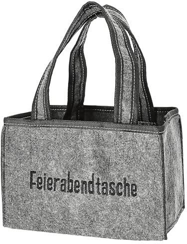 Cepewa Flaschenträger 'Feierabendtasche' | 22,5x15x14cm Filz Stickerei | Flaschentasche für 6 Flaschen (1 x Flaschenträger Feierabend)