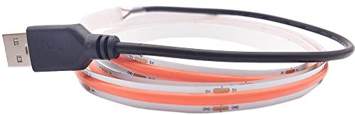 Cleiscry COB USB LED Streifen 1m 2m 400LEDs/m LED Strip DC5V RA>90 ohne Dimmer Flexibel hohe Dichte für TV PC DIY Dekoration Inneneinrichtung (Rotes Licht (625nm), 1m (mit USB Stecker))