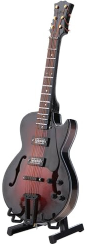 Miniaturgitarre, Mini-Gitarre, Lindenholz-Spielzeuggitarre mit Ständer für Schreibtischdekoration (18cm-Modell)