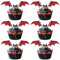 Xsstarmi 24 Pack Halloween Bat Cupcake Toppers - Glitter Vampire Wings Picks for Cake Decorations - Baby Shower Birthday Party Supplies (Red)
