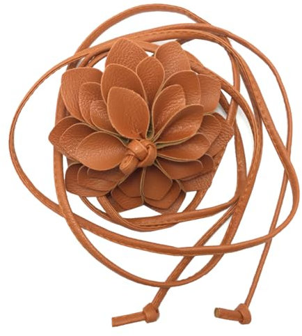 Kabelife Damen Gürtel Blumen Wickelgürtel Böhmen Hüftgürtel Taillengürtel Für Party Hochzeit Kleid Zubehör (Kamel)